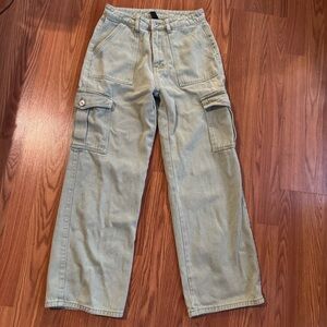 Cider Women’s Mint Green Cargo Jean Pants Relaxed Fit‎ Size S Streetwear